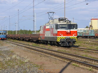 Güterzüge fahren über den Bahnhof hinaus in den privaten Gleisbereich eines Stahlwerks